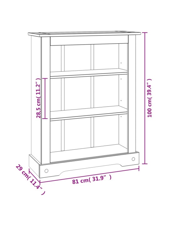 Kirjahylly 3-tasoa Meksikon mänty Corona Range 81x29x100 cm