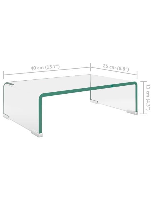 TV-taso/Näyttöteline Kirkas lasi 40x25x11 cm