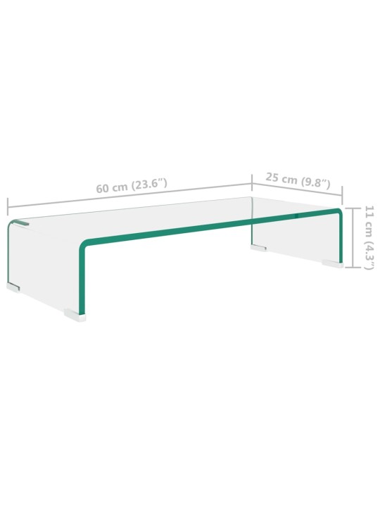 TV-taso/Näyttöteline Kirkas lasi 60x25x11 cm