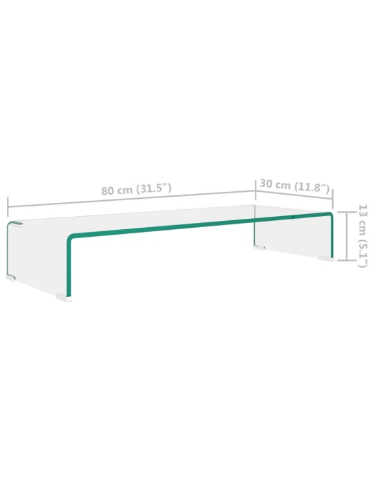 TV-taso/Näyttöteline Kirkas lasi 80x30x13 cm