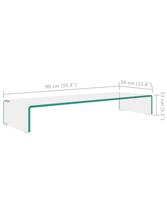 TV-taso/Näyttöteline Kirkas lasi 90x30x13 cm