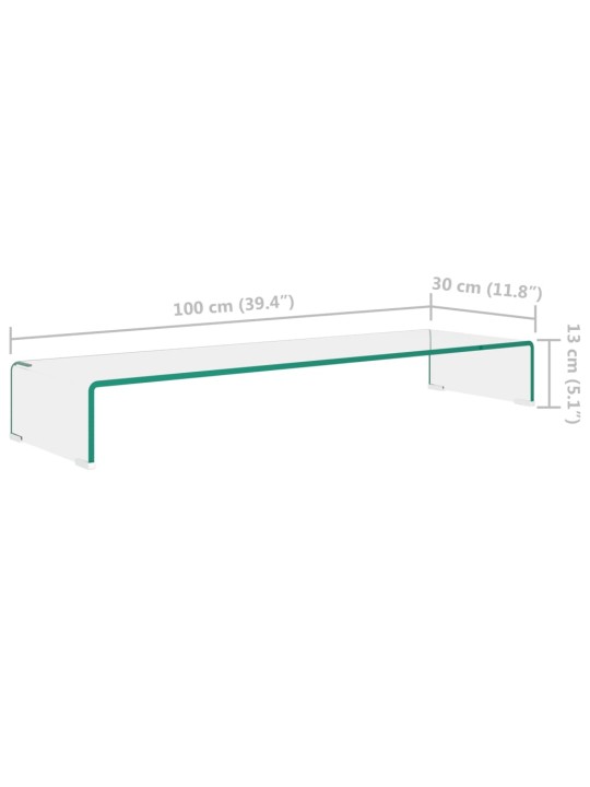 TV-taso/Näyttöteline Kirkas lasi 100x30x13 cm