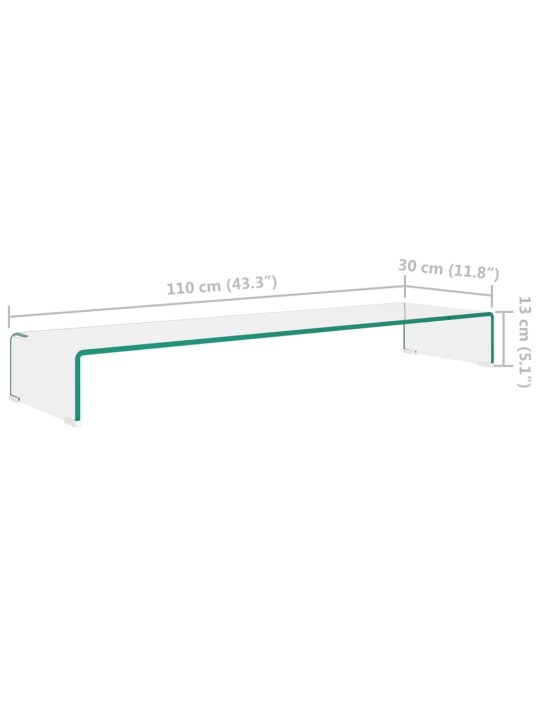 TV-taso/Näyttöteline Kirkas lasi 110x30x13 cm