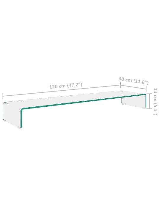 TV-taso/Näyttöteline Kirkas Lasi 120x30x13 cm