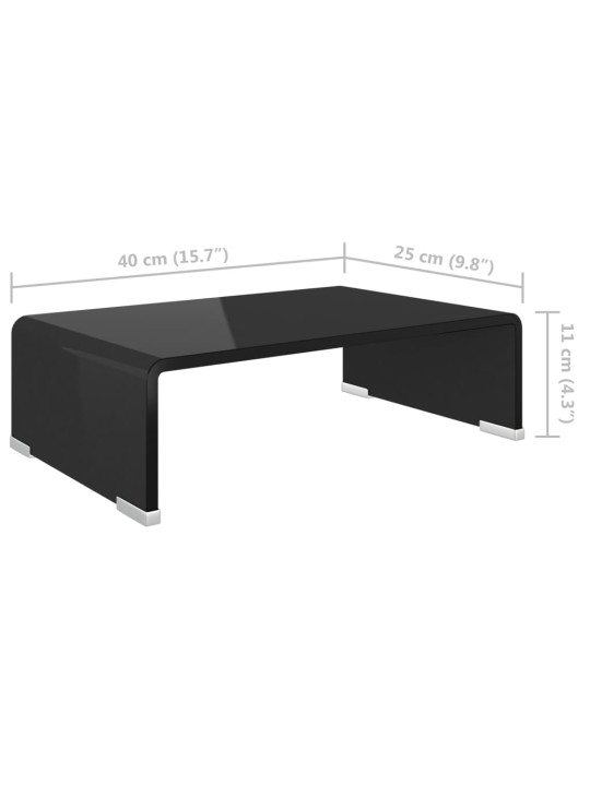 TV-taso/Näyttöteline Musta lasi 40x25x11 cm