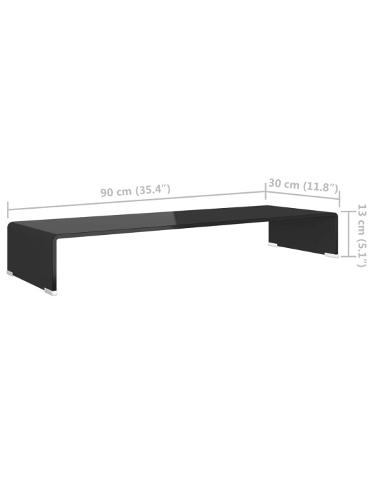 TV-taso/Näyttöteline Musta lasi 90x30x13 cm