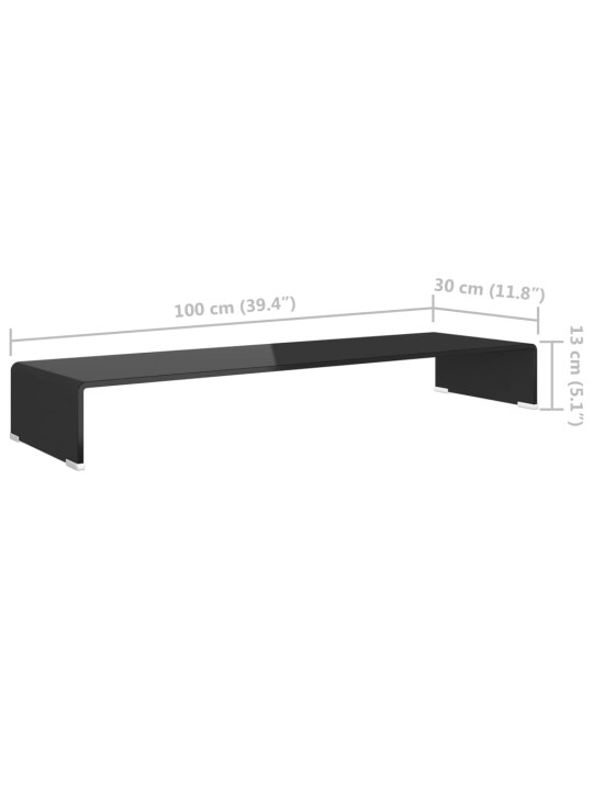 TV-taso/Näyttöteline Musta lasi 100x30x13 cm