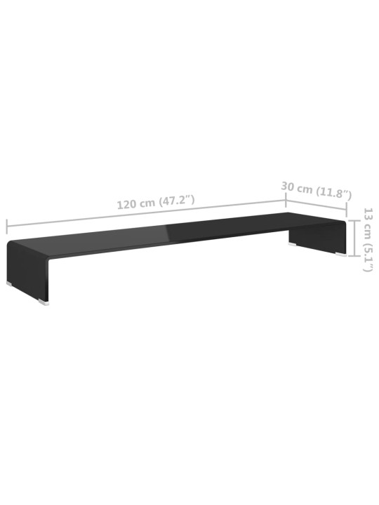 TV-taso/Näyttöteline Musta Lasi 120x30x13 cm