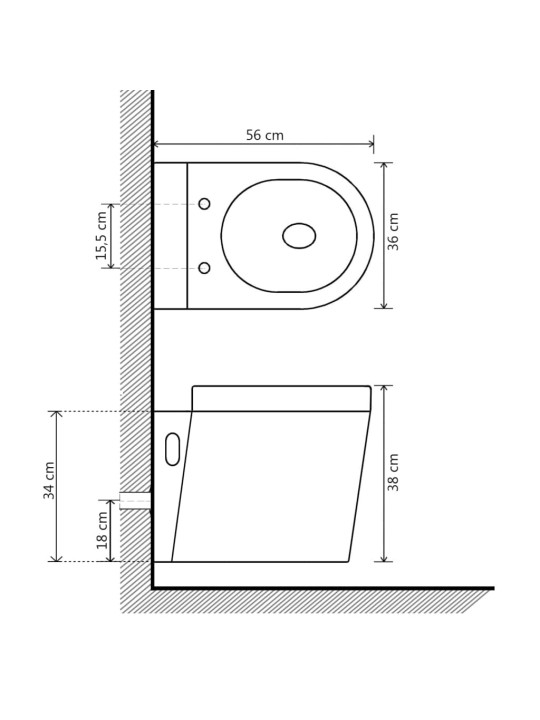 Seinäkiinnitettävä WC Keraaminen Valkoinen