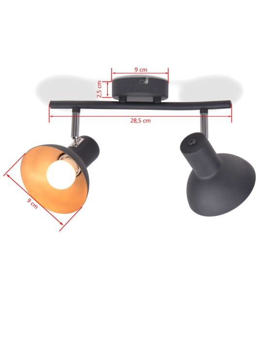Kattovalaisin 2 polttimolla E27 musta ja kulta