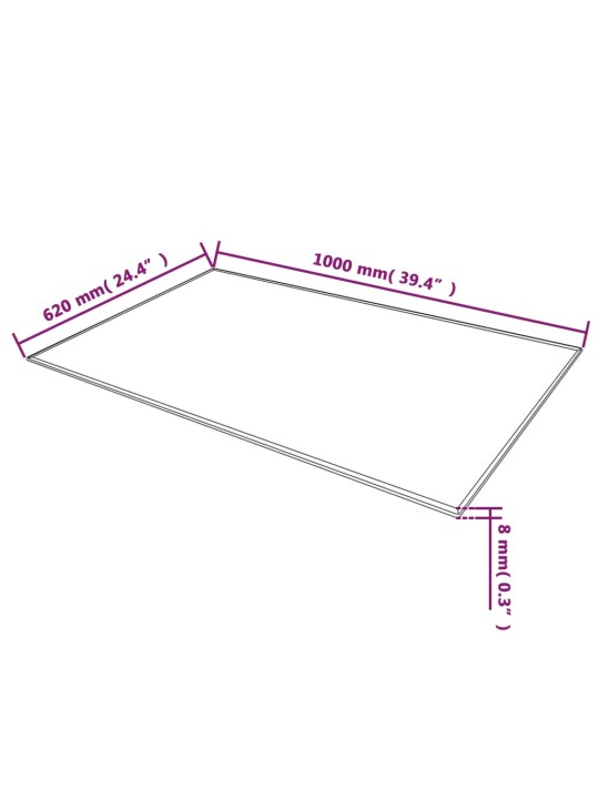 Pöytälevy Karkaistu Lasi Suorakaide 1000x620 mm