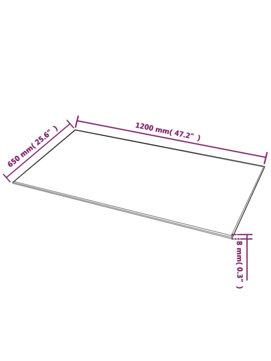 Pöytälevy Karkaistu Lasi Suorakaide 1200x650 mm