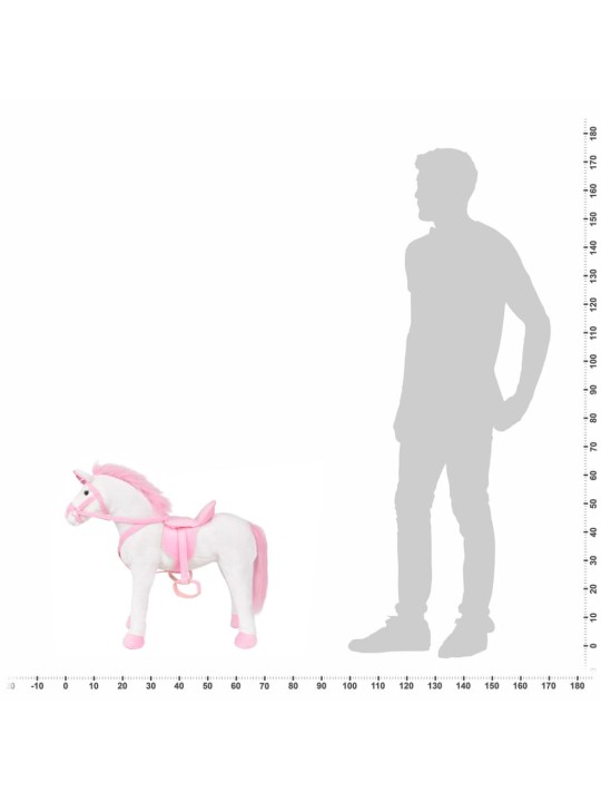 Seisova yksisarvinen pehmolelu valkoinen ja vaaleanpunainen XXL