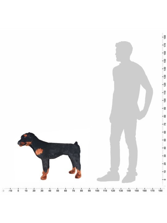 Seisova pehmolelu rottweiler musta ja valkoinen XXL