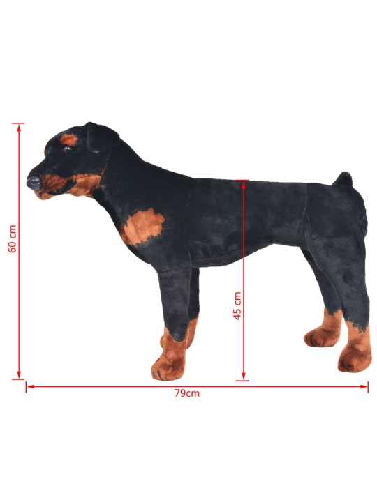 Seisova pehmolelu rottweiler musta ja valkoinen XXL