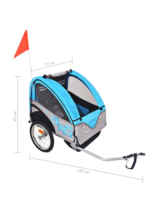 Polkupyörän peräkärry harmaa ja sininen 30 kg