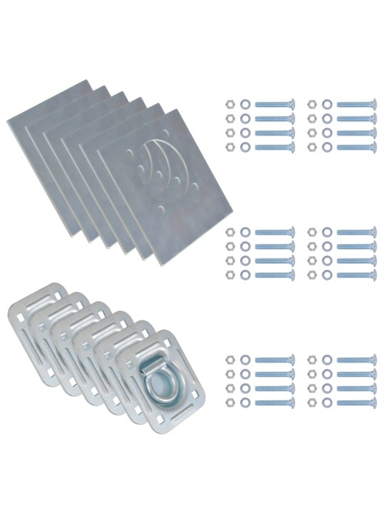 Kiinnitysrenkaat Peräkärryyn 6 kpl Galvanoitu Teräs 2000 kg