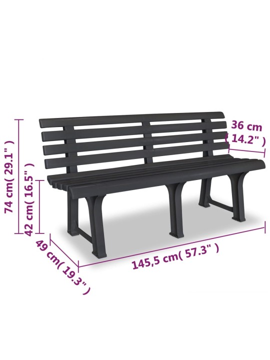 Puutarhapenkki 145,5 cm muovi antrasiitti