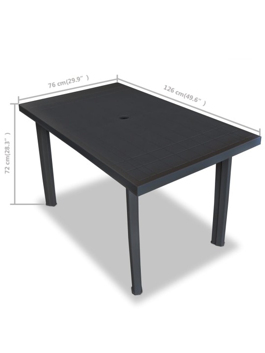 Puutarhapöytä antrasiitti 126x76x72 cm muovi