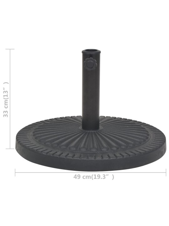 Aurinkovarjon alusta hartsi pyöreä musta 14 kg