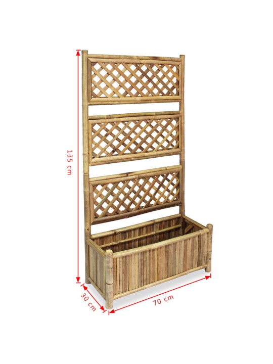 Korotettu kukkalaatikko säleiköllä bambu 70 cm