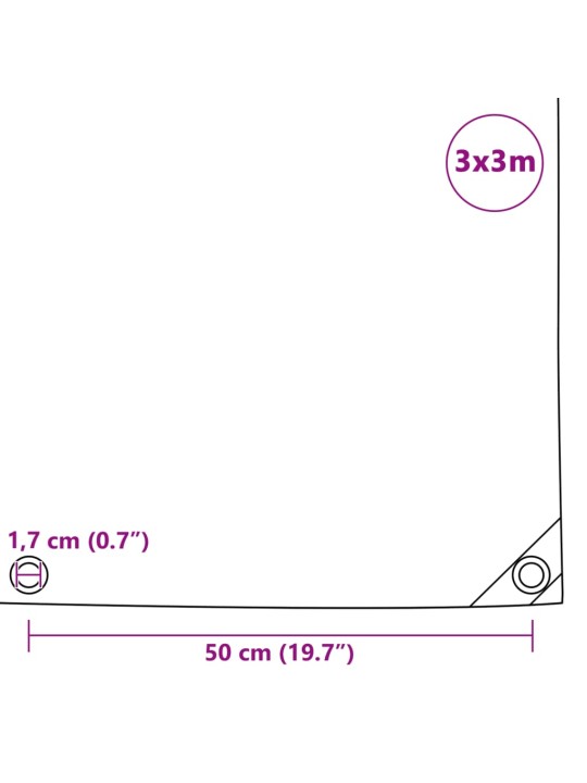 Pressu 650 g/m² 3x3 m harmaa