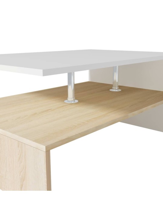 Kahvipöytä Lastulevy 90x59x42 cm Tammi ja Valkoinen