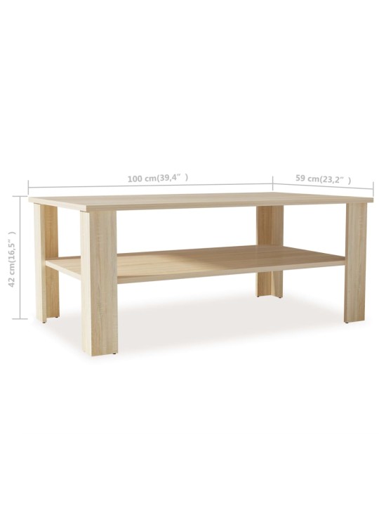 Sohvapöytä lastulevy 100x59x42 cm tammen värinen