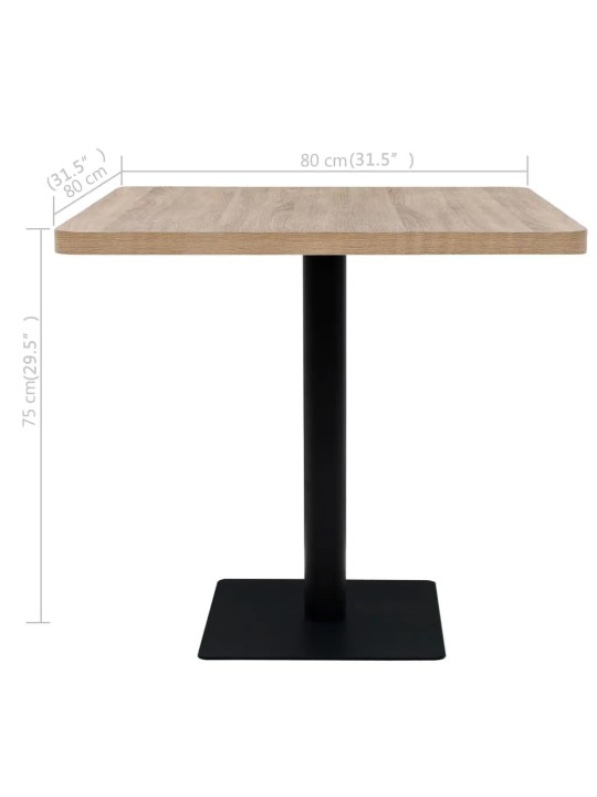 Bistropöytä MDF ja teräs neliö 80x80x75 cm tammenvärinen