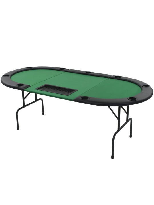 Kokoontaitettava pokeripöytä 9 pelaajalle soikea vihreä