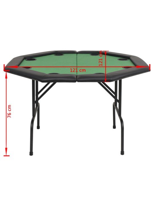 Taitettava pokeripöytä 8 pelaajalle kahdeksankulmainen vihreä