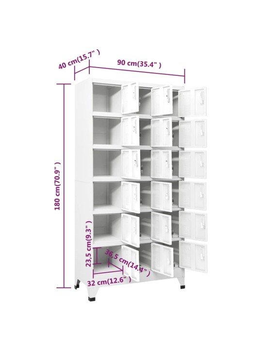 Pukukaappi 18 lokerolla metalli 90x40x180 cm