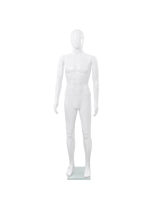 Aidon kokoinen miesmallinukke lasijalustalla valkoinen 185 cm