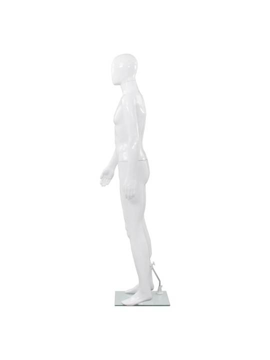 Aidon kokoinen miesmallinukke lasijalustalla valkoinen 185 cm