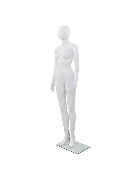 Aidon kokoinen naismallinukke lasijalustalla valkoinen 175 cm