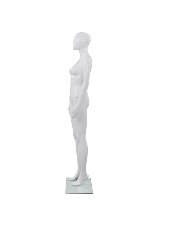 Aidon kokoinen naismallinukke lasijalustalla valkoinen 175 cm