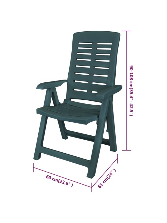 Kallistettavat puutarhatuolit 6 kpl muovi vihreä