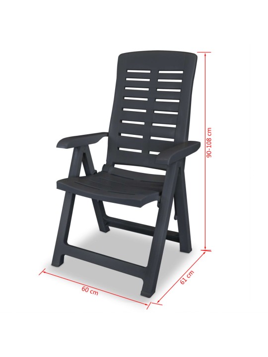 Kallistettavat puutarhatuolit 4 kpl muovi antrasiitti