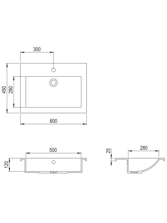 Graniittiallas 600x450x120 mm musta