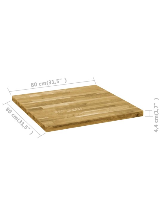 Pöytälevy kiinteä tammipuu neliö 44 mm 80x80 cm