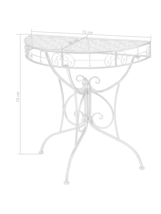 Sivupöytä vintagetyyli puoliympyrä metalli 72x36x74 cm hopea