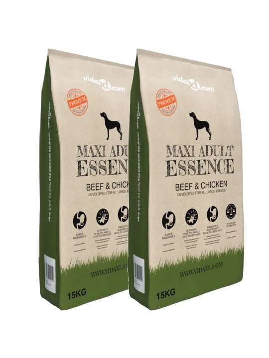 Koiran kuivaruoka "Maxi Adult Essence Beef & Chicken" 2kpl 30kg