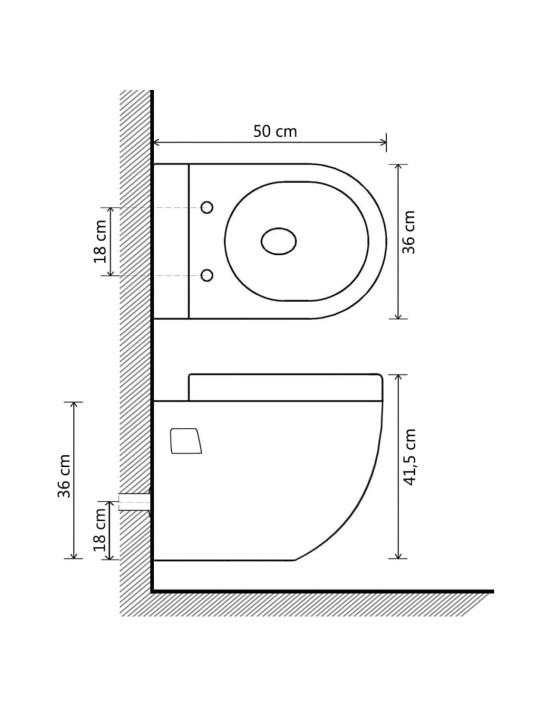 Seinään kiinnitettävä WC-istuin keraaminen valkoinen