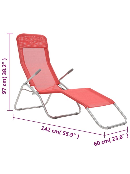 Kokoontaitettavat aurinkotuolit 2 kpl textilene punainen