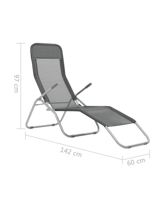 Kokoontaitettavat aurinkotuolit 2 kpl textilene antrasiitti