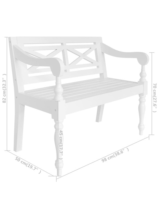 Batavia-penkki täysmahonki 98 cm valkoinen