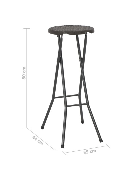 Kokoontaitettavat baarituolit 2 kpl hdpe ja teräs ruskea