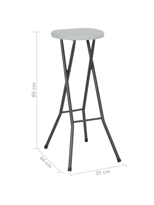 Kokoontaitettavat baarijakkarat 2 kpl hdpe ja teräs valkoinen