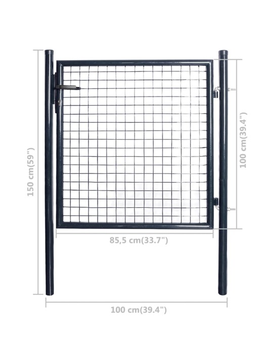 Puutarhan verkkoportti galvanoitu teräs 85,5x100 cm harmaa