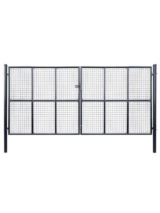 Puutarhaportti galvanoitu teräsverkko 400x200 cm harmaa